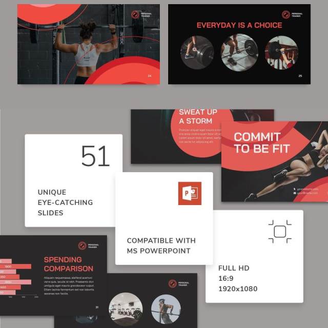 私人健身教练PPT模板不含照片Personal Trainer PowerPoint Presentation Template