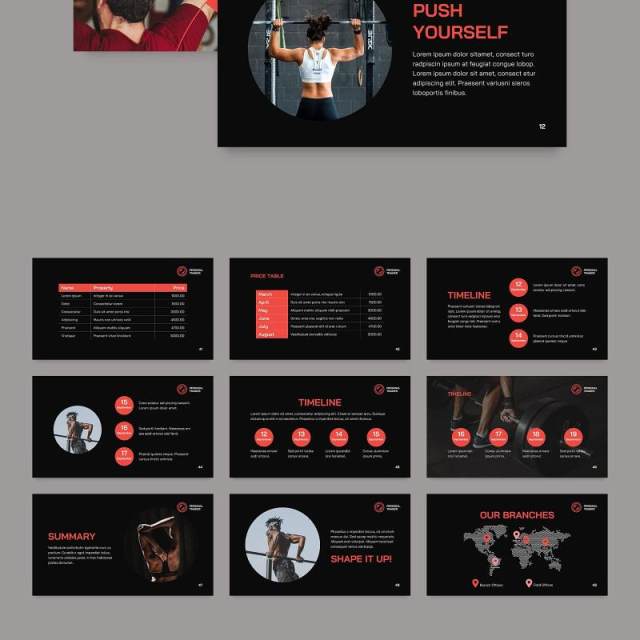 私人健身教练PPT模板不含照片Personal Trainer PowerPoint Presentation Template