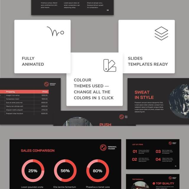 私人健身教练PPT模板不含照片Personal Trainer PowerPoint Presentation Template