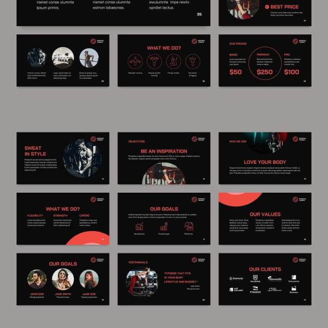 私人健身教练PPT模板不含照片Personal Trainer PowerPoint Presentation Template