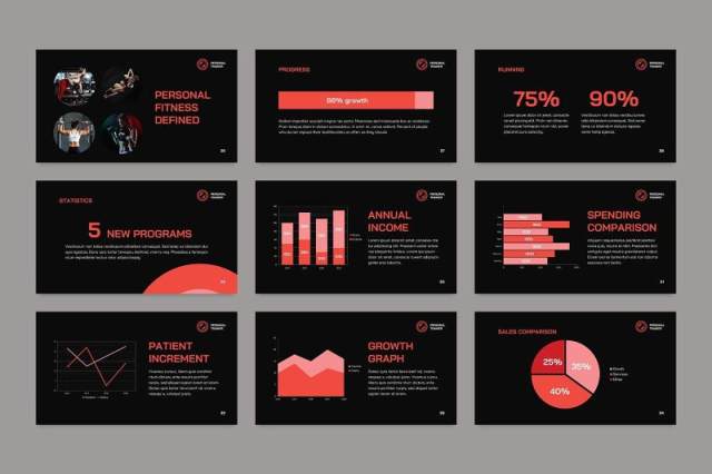 私人健身教练PPT模板不含照片Personal Trainer PowerPoint Presentation Template