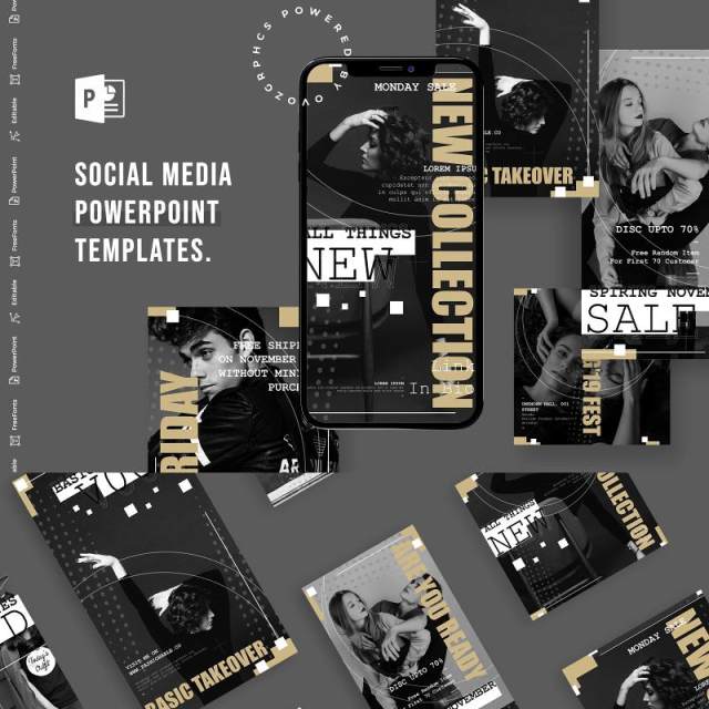 黑色手机竖版社交媒体PPT模板Social Media PowerPoint Template 黑色手机竖版社交媒体PPT模板Social Media PowerPoint Template