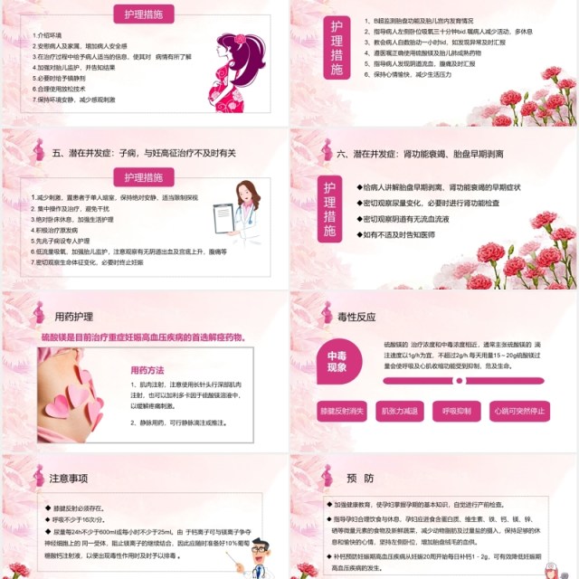 粉色女性妇科子痫前期重度护理查房课件PPT模板