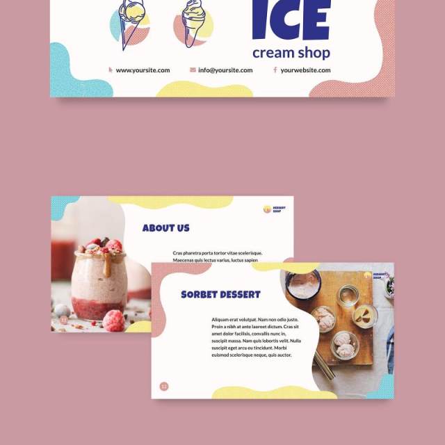 冰淇淋店美食餐饮创意PPT模板Ice Cream Shop PowerPoint Presentation Template