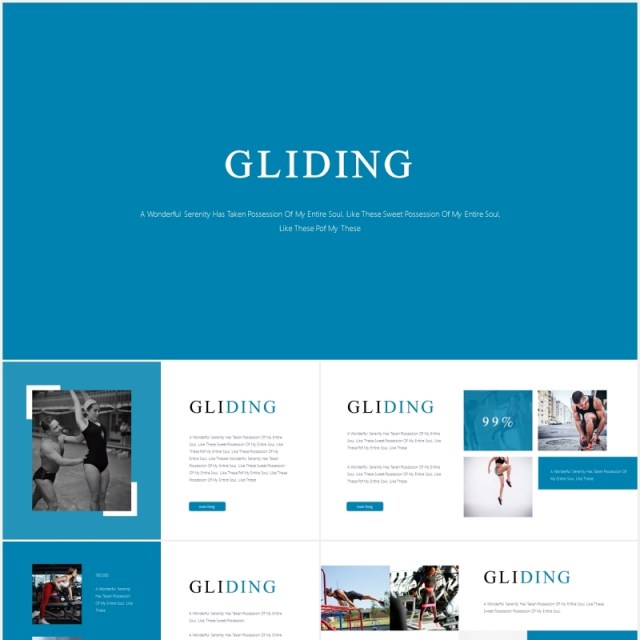 简约国外运动健身PPT信息图表模板Gliding Powerpoint Template