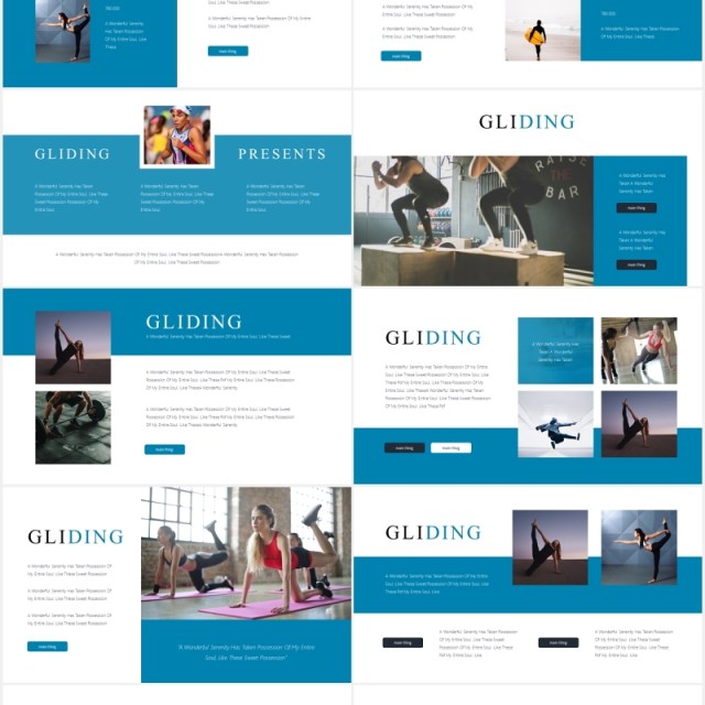 简约国外运动健身PPT信息图表模板Gliding Powerpoint Template