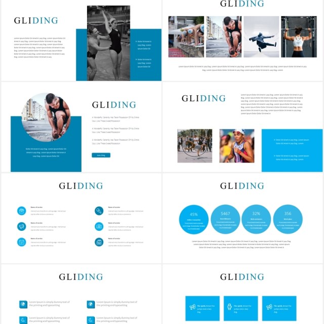 简约国外运动健身PPT信息图表模板Gliding Powerpoint Template 简约国外运动健身PPT信息图表模板Gliding Powerpoint Template