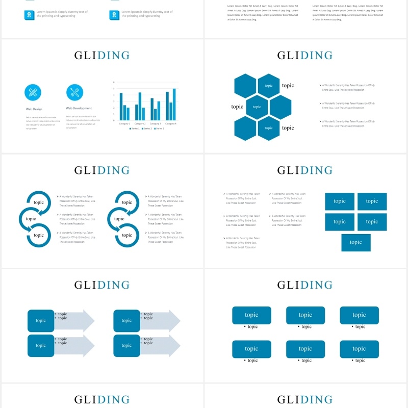 简约国外运动健身PPT信息图表模板Gliding Powerpoint Template