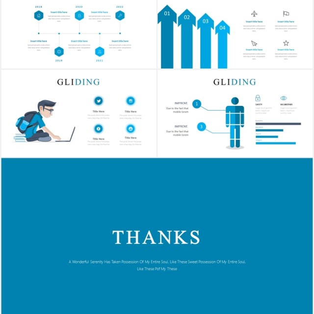 简约国外运动健身PPT信息图表模板Gliding Powerpoint Template