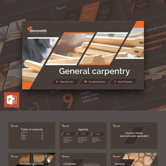 木匠木材行业PPT版式模板Carpenter PowerPoint Presentation Template