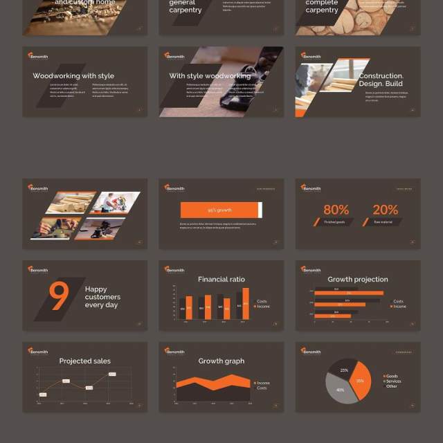 木匠木材行业PPT版式模板Carpenter PowerPoint Presentation Template