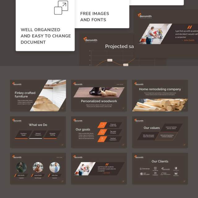 木匠木材行业PPT版式模板Carpenter PowerPoint Presentation Template