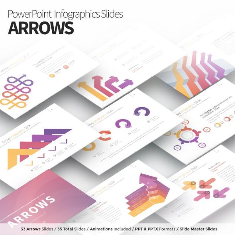 箭头PPT信息图表图形幻灯片演示ARROWS - PowerPoint Infographics Slides