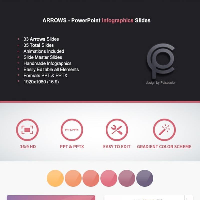 箭头PPT信息图表图形幻灯片演示ARROWS - PowerPoint Infographics Slides