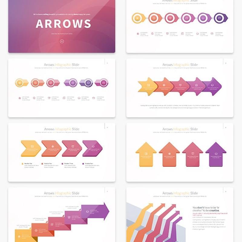 箭头PPT信息图表图形幻灯片演示ARROWS - PowerPoint Infographics Slides