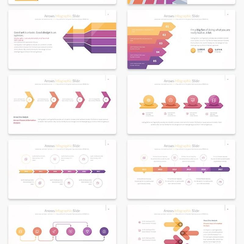 箭头PPT信息图表图形幻灯片演示ARROWS - PowerPoint Infographics Slides