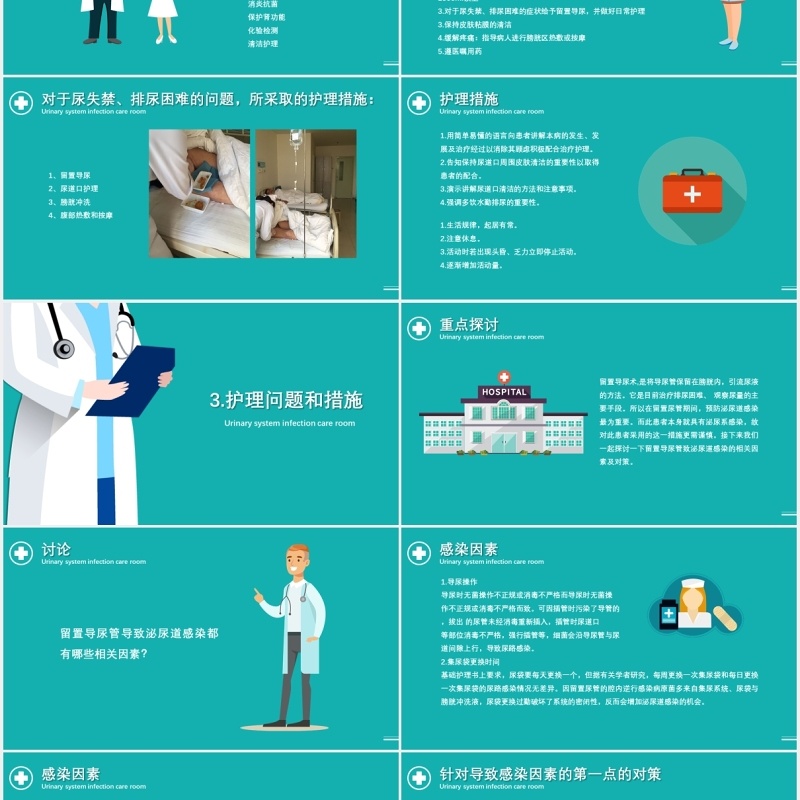 医疗医院泌尿系统感染护理查房PPT模板