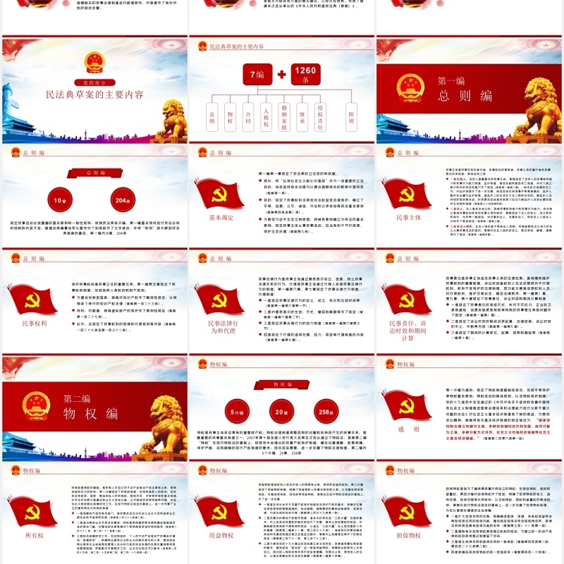 中华人民共和国民法典草案学习解读党建党课PPT模板