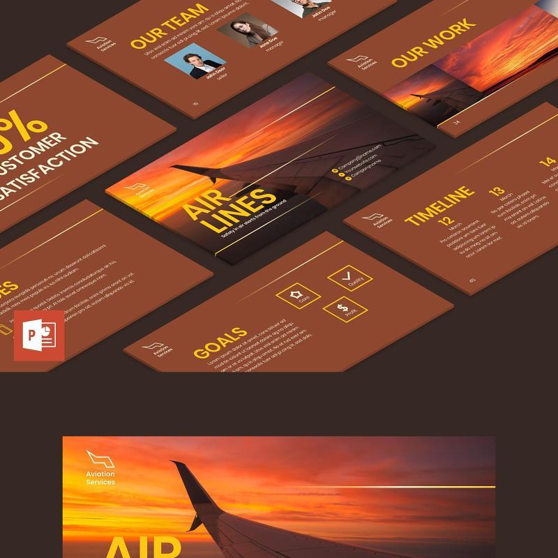 航空公司宣传介绍PPT模板不含照片Airlines Aviation PowerPoint Presentation Template