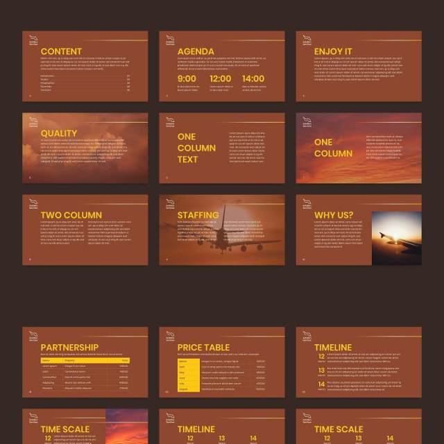 航空公司宣传介绍PPT模板不含照片Airlines Aviation PowerPoint Presentation Template