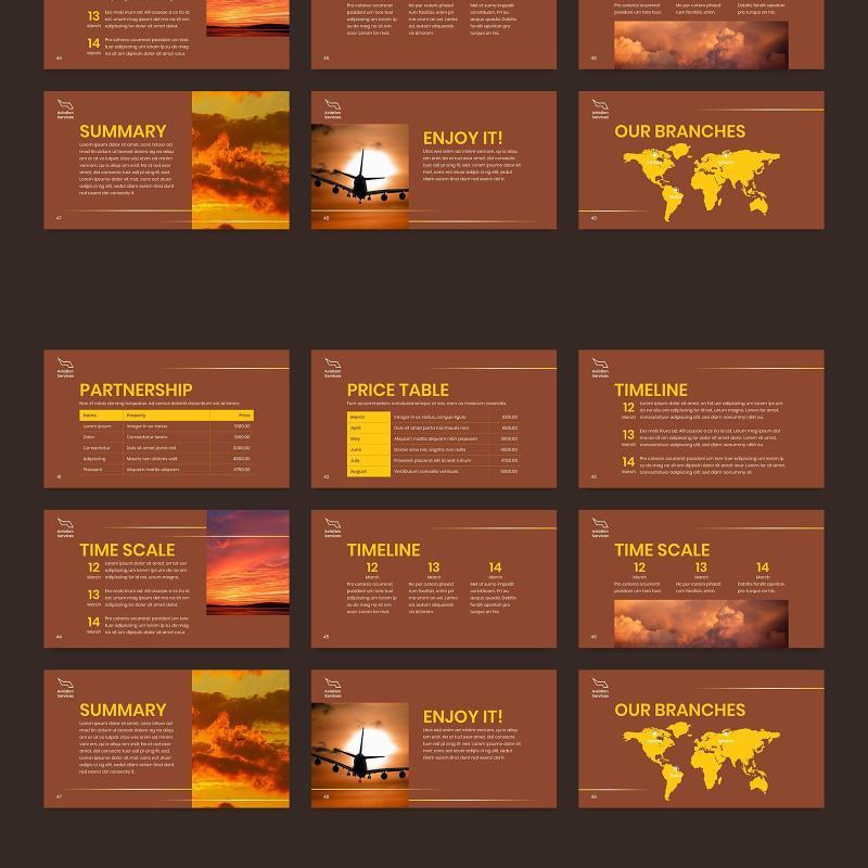 航空公司宣传介绍PPT模板不含照片Airlines Aviation PowerPoint Presentation Template