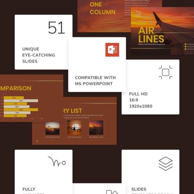 航空公司宣传介绍PPT模板不含照片Airlines Aviation PowerPoint Presentation Template