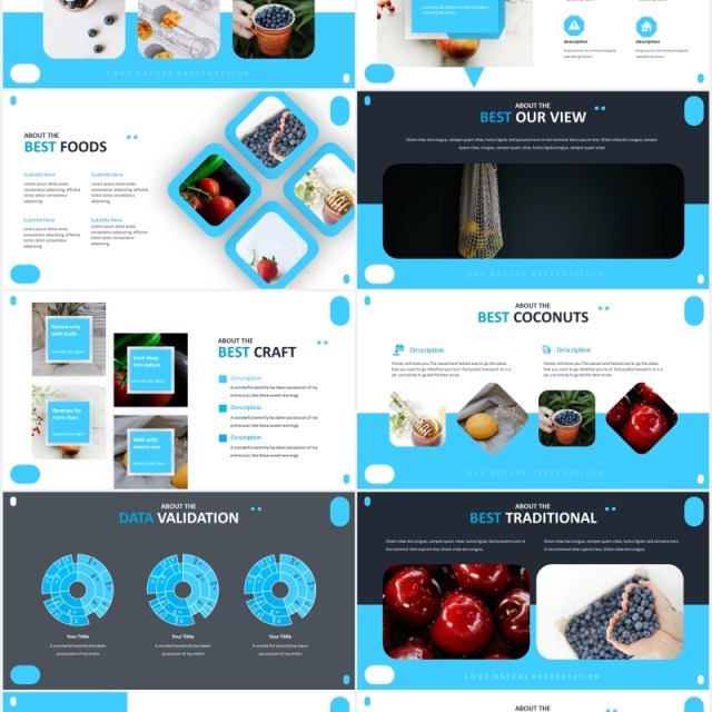 国外蓝色简约信息图表PPT模板coconut powerpoint template