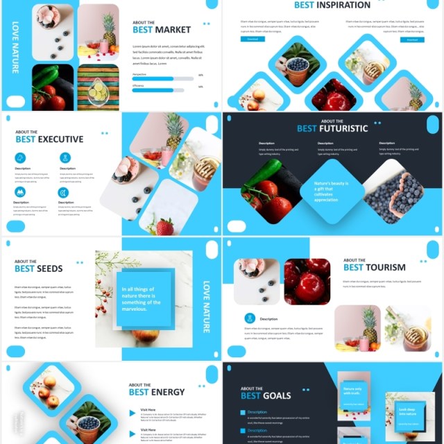 国外蓝色简约信息图表PPT模板coconut powerpoint template