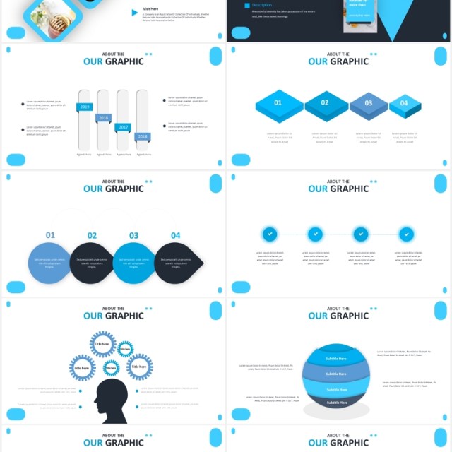 国外蓝色简约信息图表PPT模板coconut powerpoint template