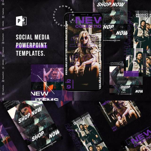 深色手机竖版社交媒体杂志PPT版式模板不含照片Social Media PowerPoint Template 深色手机竖版社交媒体杂志PPT版式模板不含照片Social Media PowerPoint Template