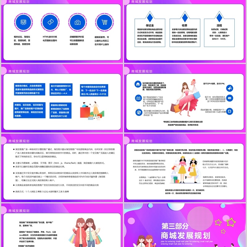 紫色品牌电商入驻天猫商城策划方案PPT模板
