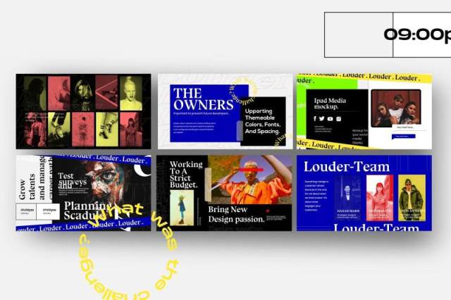现代商业广告创意设计PPT模板不含照片Louder Urban Design Powerpoint Creative Slide 现代商业广告创意设计PPT模板不含照片Louder Urban Design Powerpoint Creative Slide