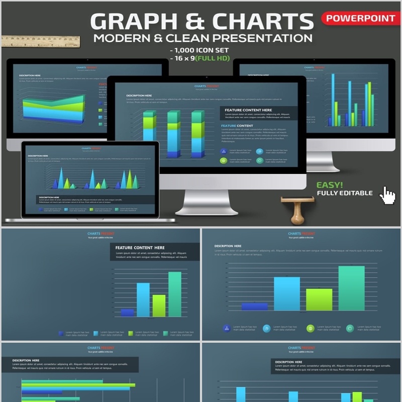 表格柱状图表PPT信息可视化素材Graph & Charts Powerpoint Presentation