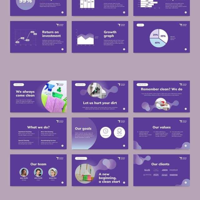 紫色清洁服务保洁家政公司宣传介绍PPT模板不含照片Cleaning Service PowerPoint Presentation Template 紫色清洁服务保洁家政公司宣传介绍PPT模板不含照片Cleaning Service PowerPoint Presentation Template