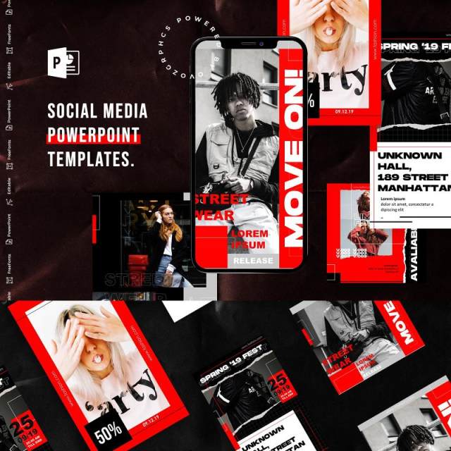 简约红色手机竖版社交媒体杂志PPT版式模板不含照片Social Media PowerPoint Template 简约红色手机竖版社交媒体杂志PPT版式模板不含照片Social Media PowerPoint Template