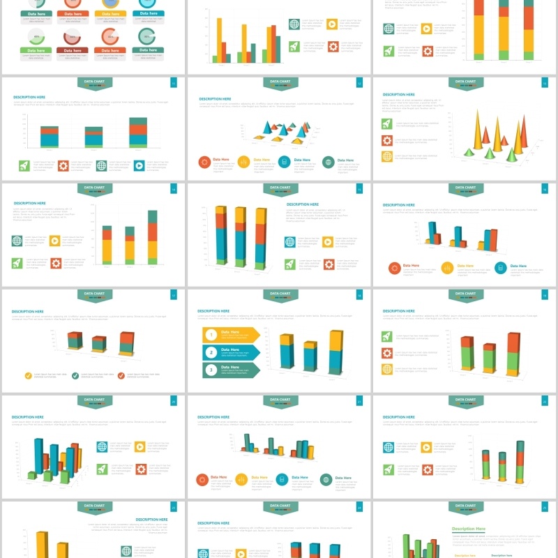 柱状图信息图表PPT幻灯片模板Chart Infographics Powerpoint