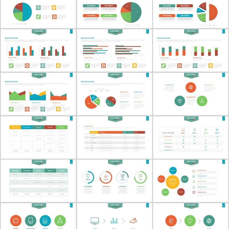 柱状图信息图表PPT幻灯片模板Chart Infographics Powerpoint