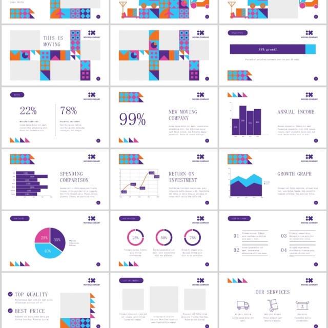 搬家公司宣传介绍PPT版式模板Moving Company PowerPoint Presentation Template