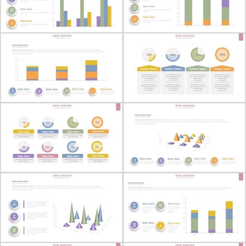 立体柱状图饼图PPT信息图表元素Chart Infographics Powerpoint