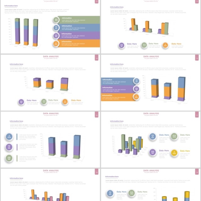 立体柱状图饼图PPT信息图表元素Chart Infographics Powerpoint