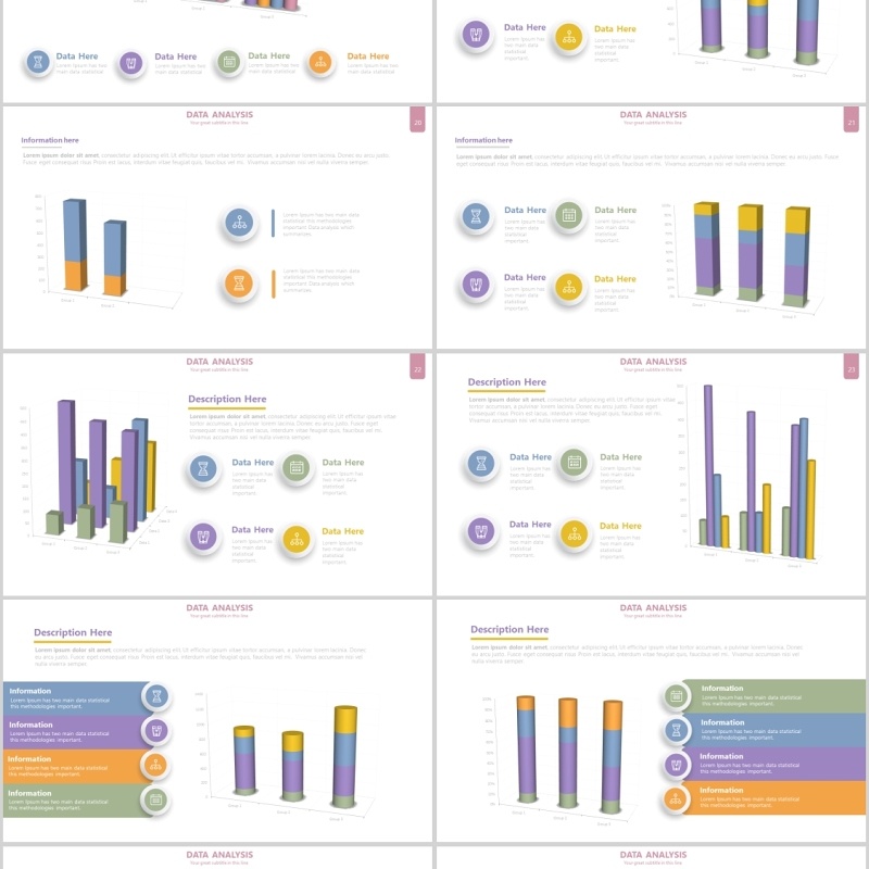 立体柱状图饼图PPT信息图表元素Chart Infographics Powerpoint