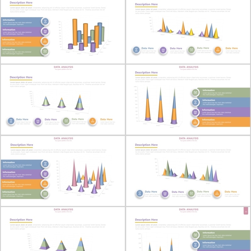 立体柱状图饼图PPT信息图表元素Chart Infographics Powerpoint