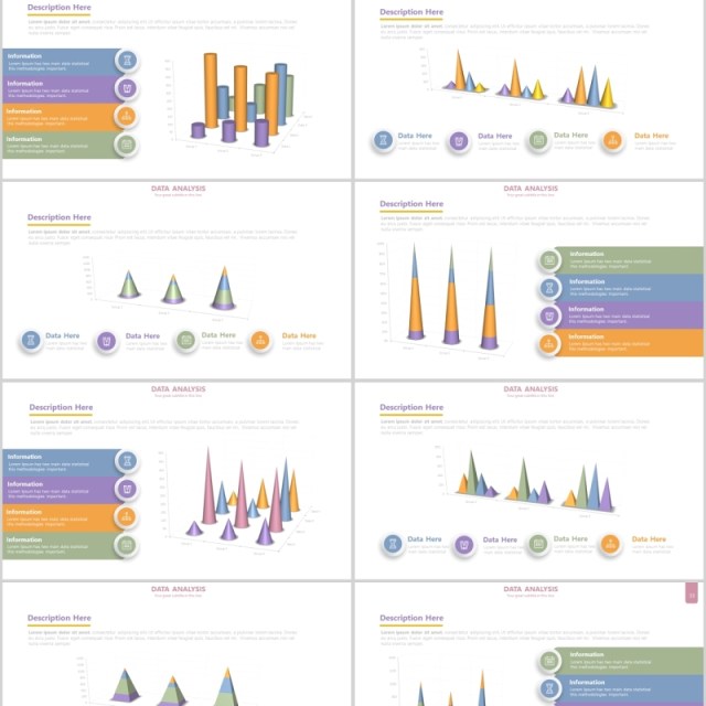 立体柱状图饼图PPT信息图表元素Chart Infographics Powerpoint