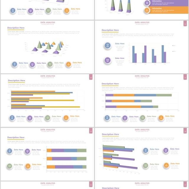 立体柱状图饼图PPT信息图表元素Chart Infographics Powerpoint