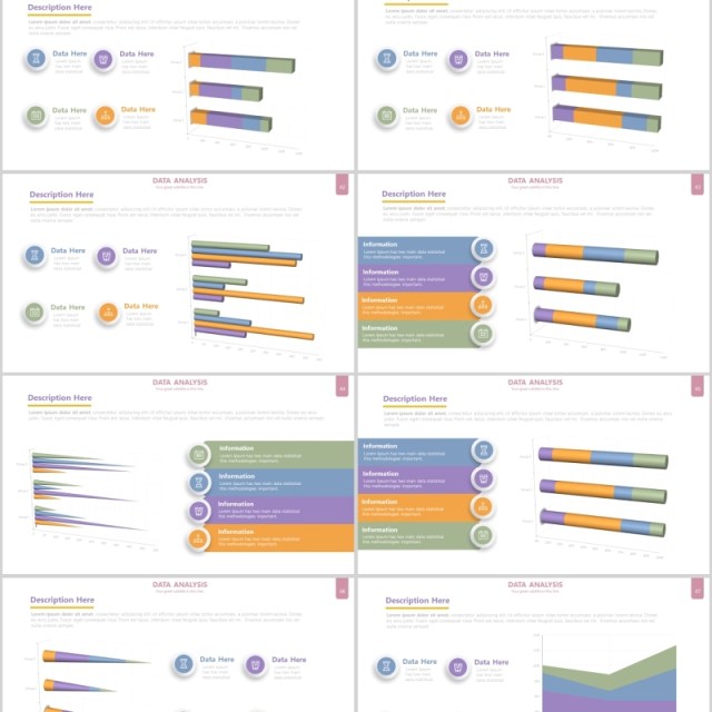 立体柱状图饼图PPT信息图表元素Chart Infographics Powerpoint