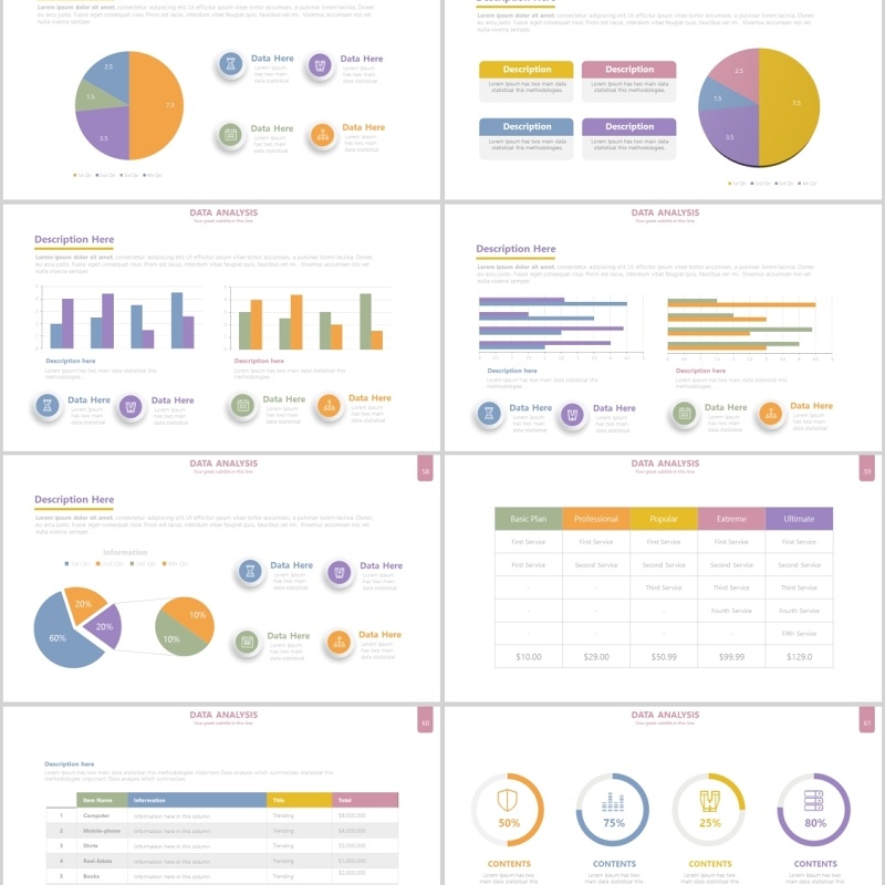 立体柱状图饼图PPT信息图表元素Chart Infographics Powerpoint