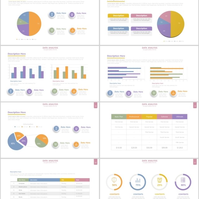 立体柱状图饼图PPT信息图表元素Chart Infographics Powerpoint