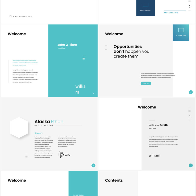 简约商业计划书PPT模板（无图可插图）Biz Plan Pptx Templates