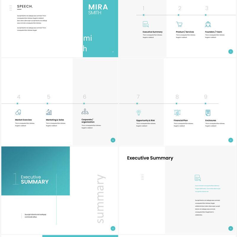 简约商业计划书PPT模板（无图可插图）Biz Plan Pptx Templates