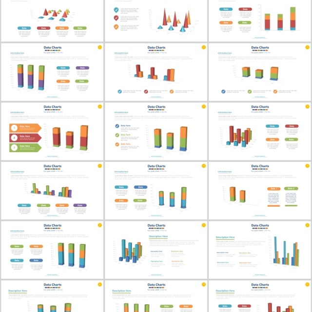 饼图百分比图表PPT信息图形素材Charts Powerpoint Presentation-